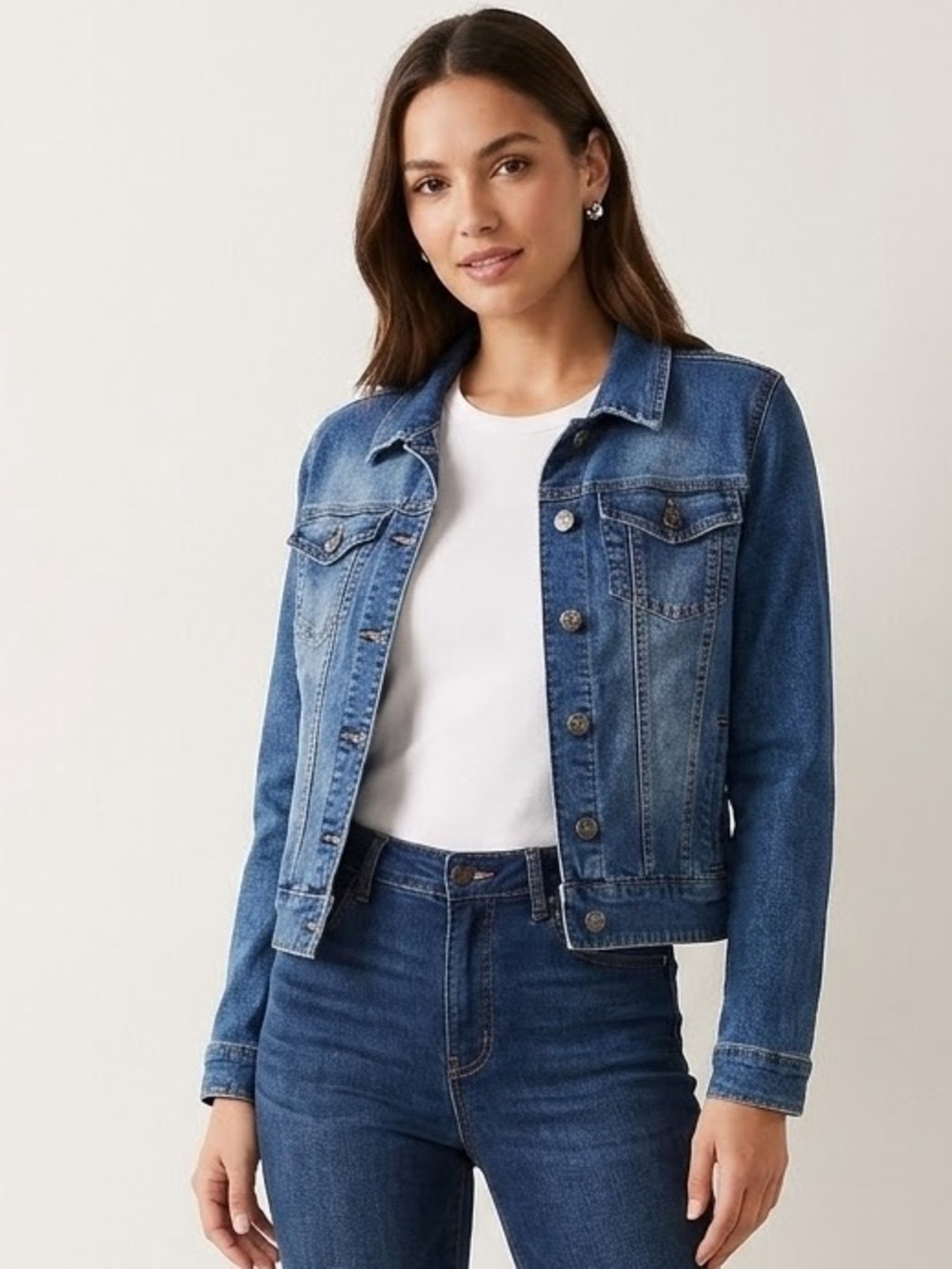 Love Tree Blue Cropped Denim Jacket, Women’s Size Large